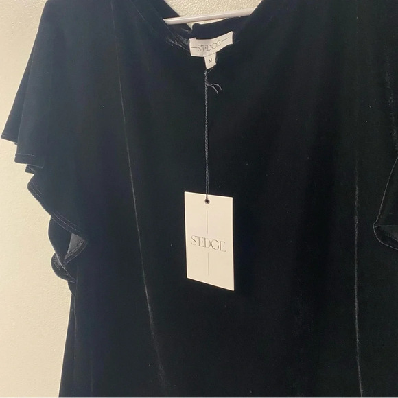 S’Edge Velvet Flutter Sleeve Shirt Size Small - Picture 3 of 4